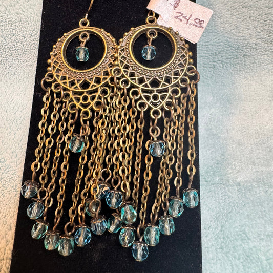 ~ Aqua Crystal Dangles ~