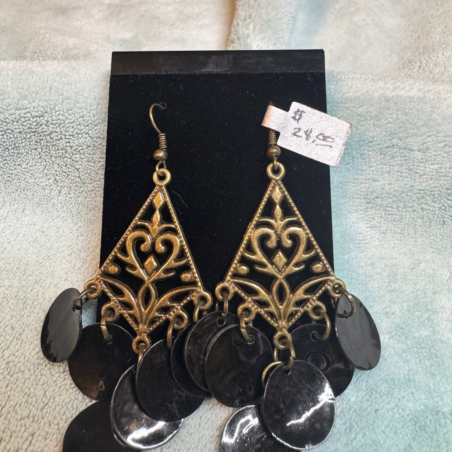 ~ Bold Black Seashell Dangles ~