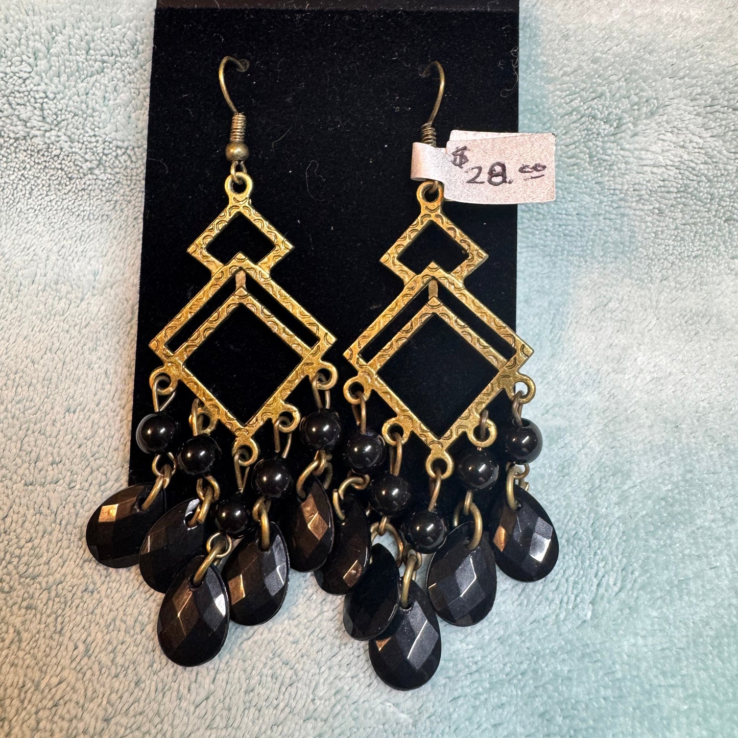 ~ Black Cut Crystal Dangles ~