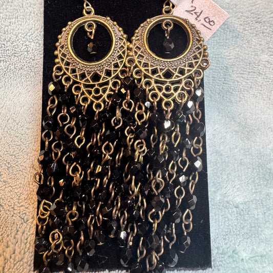 ~ Black Crystal Dangles ~