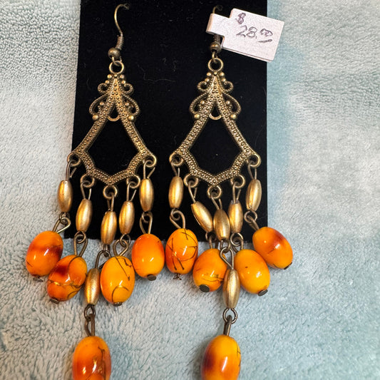 ~ Outrage Orange Seashell Dangles ~