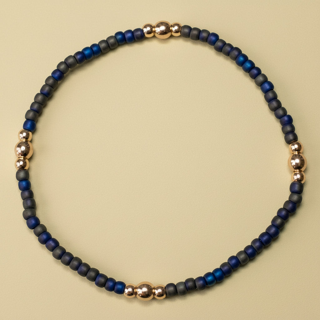 "Khaki Blues" w/gold accents